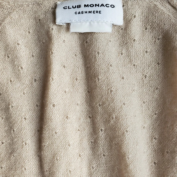 Club Monaco 100% Cashmere Oatmeal Cream Cardigan with 3/4 sleeves women's size S - Picture 3 of 12